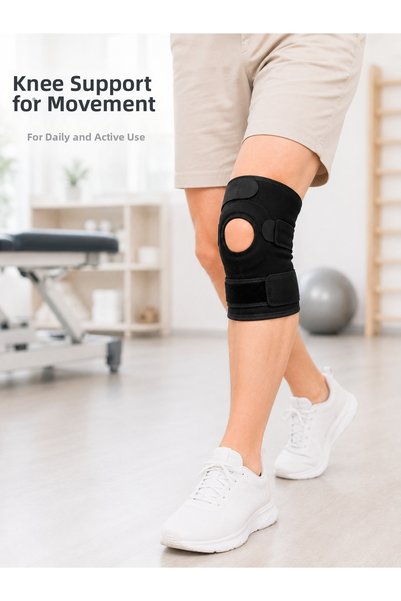 Lisinya Short Ligament Knee Brace Open Knee Cap Adjustable Velcro Knee Suppor...