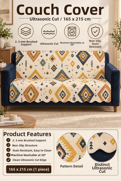 ALANUR Multi-Purpose Velvet Sofa Cover with Non-Slip Sponge 165X215 cm Modern Bohemian Sofa Bed Throw Picnic Tablecloth Alk9