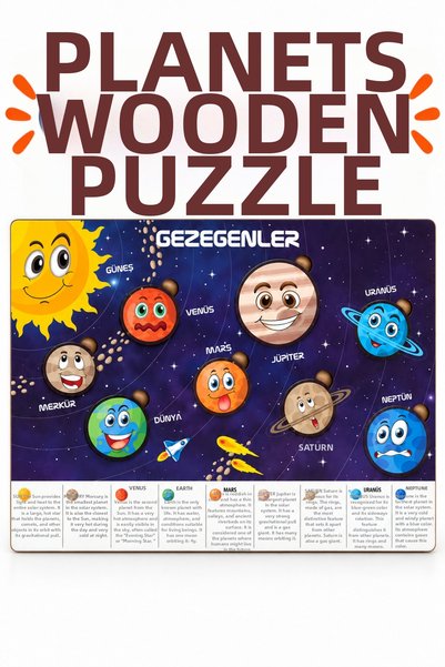 212toyzz Wooden Solar System and Planets Educational Puzzle – Solar System Take Apart and Put Together Puzzle for Children