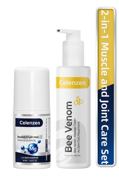 Celenzea 2-Pack Muscle and Joint Care Set, Bee Venom Cream and Magnesium Oil, Anti-Fatigue Support, Relaxing Massage Experience, Bee Venom & Magnesium Oil