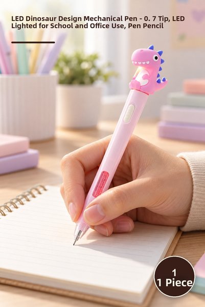 Yenilig قلم رصاص ميكانيكي بتصميم ديناصور مزود بإضاءة LED - 0.7 ملم، للاستخدام...