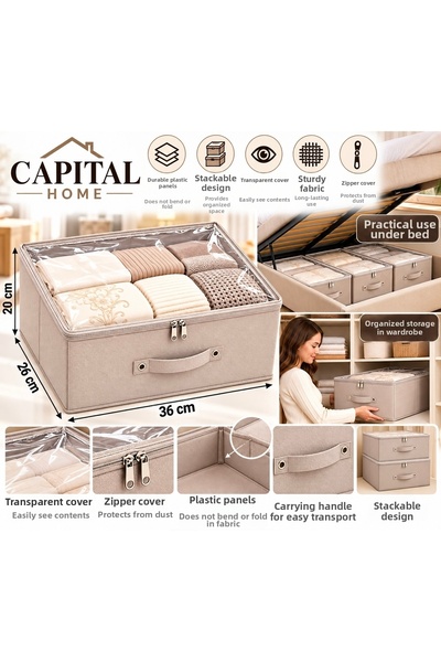 Capital Home Multipurpose Organizer under the Bed + Storage Box Transparent C...