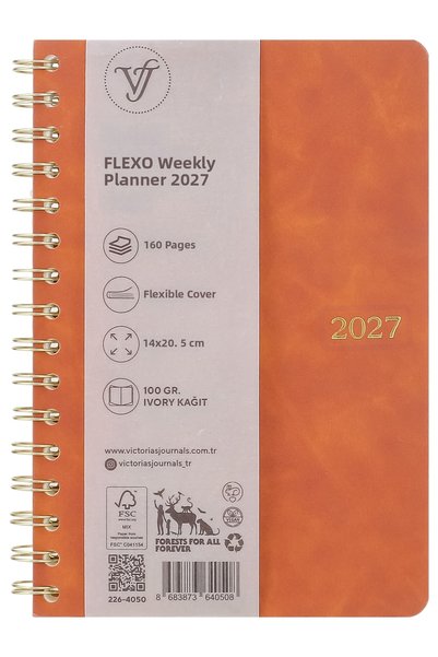 Victoria's Journals 2027 Yearly Weekly Agenda-Spiral Bound A5. Vegan Leather ...