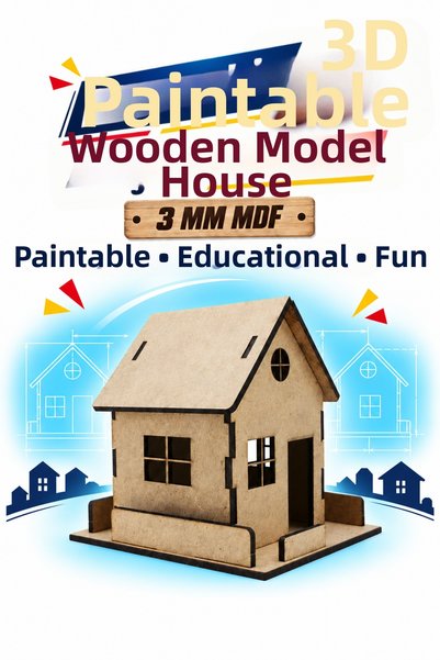 212toyzz 3D Paintable Wooden House Model DIY Educational Toy