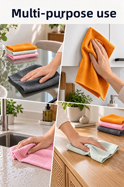Meleni Home 4 Pieces 30X40Cm Microfiber Cleaning Cloth - High Water Absorbent Glass Dust Dirt Drying Kitchen Cleaning Cloth