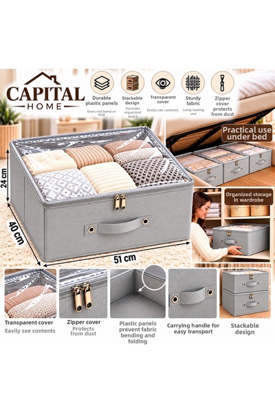 Capital Home Multipurpose Organizer Bag + Storage Box Transparent Closed + Zi...