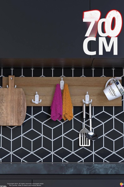 Modilayn Geyi̇k 15-Hook Kitchen Hanger Set of 3 (66.4X9.6 cm) - Stylish Desig...