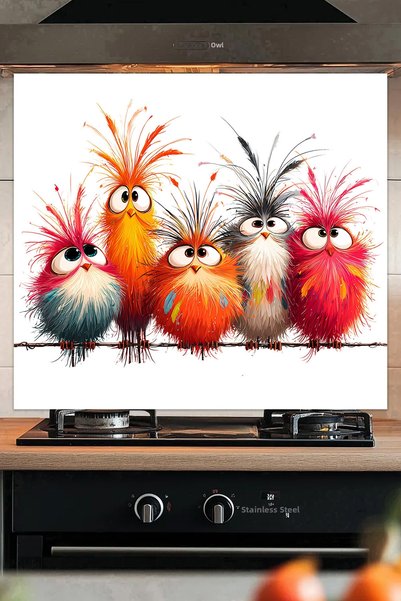 Tilki Dünyası Cute & Funny Birds Adhesive Foil Sticker for Kitchen Countertop...