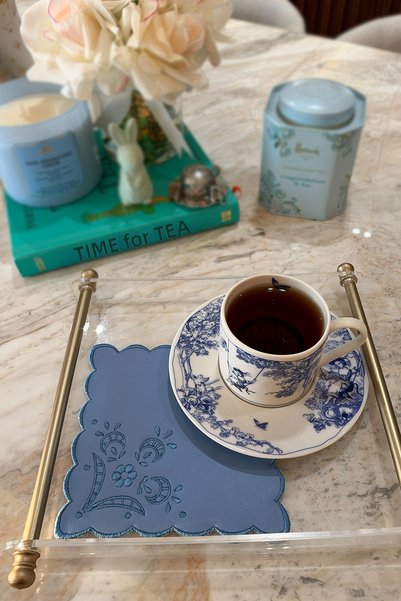 safelyn Embroidered Double Layer Leather American Service Mat 14X14 cm – Tea ...