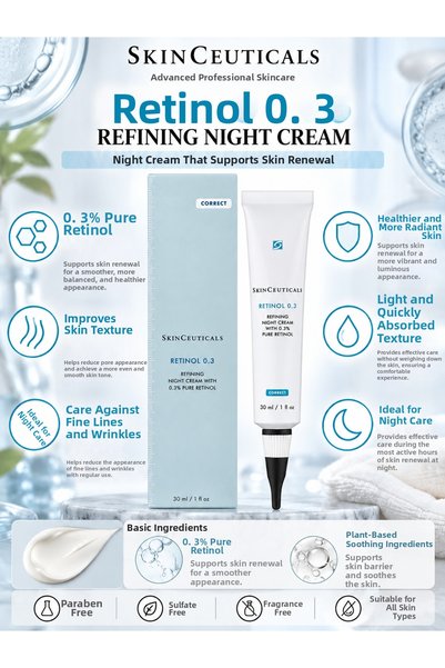 SkinCeuticals ريتينول 0.3 كريم ليلي مُحسِّن للبشرة 30 مل - عناية ليلية مضادة ...