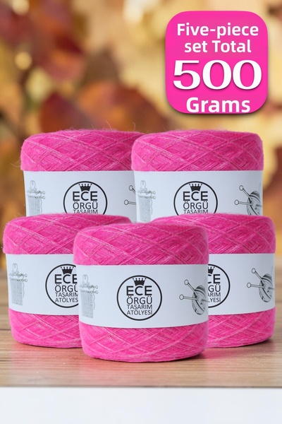 Ece Örgü Tasarım Atölyesi Quadpink, σετ νημάτων πλεξίματος σε ροζ χρώμα, τριπ...
