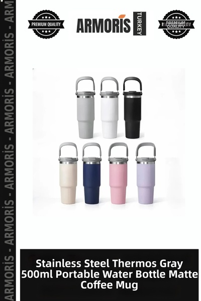 Armoris Steel Thermos Gray 500ml Water Container Portable Matte Coffee Flask