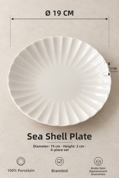 Heda Porselen Derya 19 cm Deep Plate Set of 6-Premium Porcelain Dinner Plate