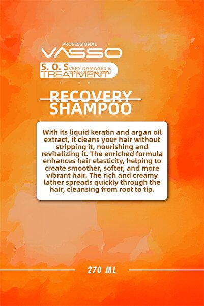 VASSO EVOLUTION Keratin Emergency Rescue Care Shampoo for Damaged Hair 270 ml