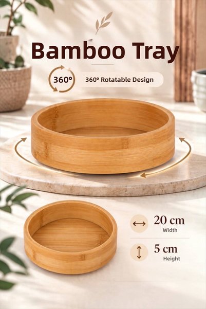 Bayev Bamboo 20 cm Rotating Bowl 2442 Decorative Presentation Plate