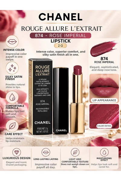 Chanel Rouge Allure L'Extrait 834 874 Rose Imperial 2 جرام - أحمر شفاه يوفر ل...