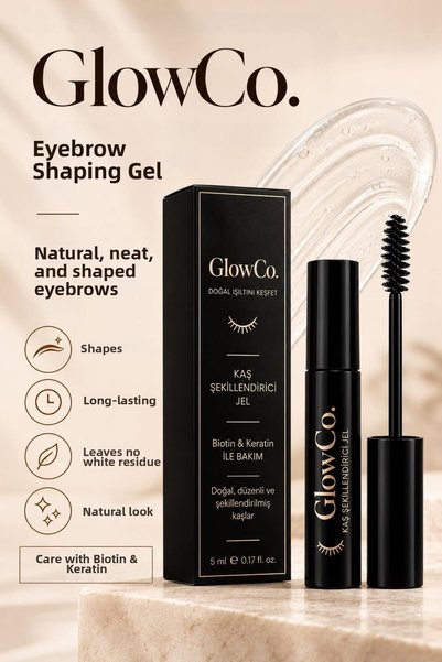 GlowCo. Transparent Eyebrow Fixing & Styling Gel / Eyebrows Nourishing and Strengthening with Biotin and Keratin