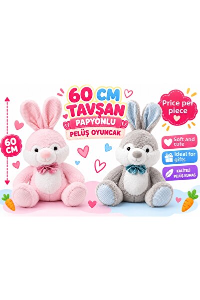 kumkumticaret Pl50245 60 cm Rabbit Plush Toy with Bow Tie (Price Is for One P...