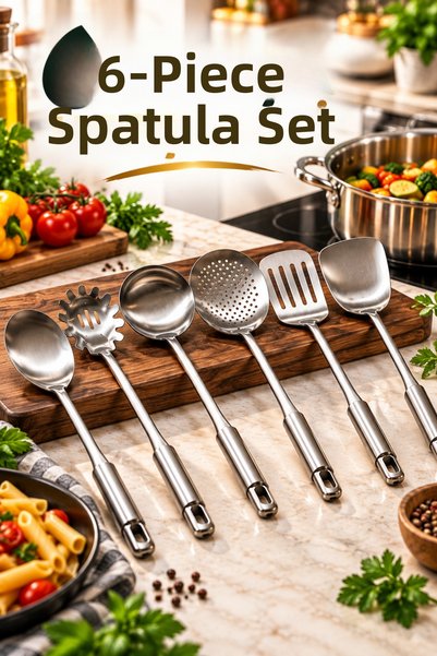 OpenCity 6 Piece Stainless Steel Ladle Set Metal Kitchen Utensils Soup Strain...