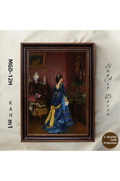 Sanart Tablou clasic, rafinat, cu femei în interior, cu ramă, vintage, imprim...
