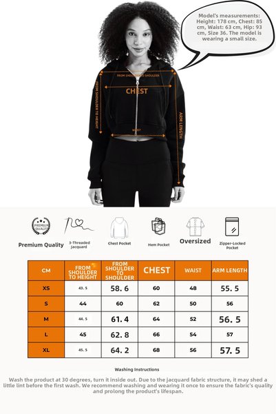 JUSTEVER Crop Hooded Zippered Kangaroo Pocket Raised Hoodie Ecru Women's Swea...