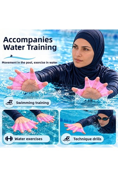 FIVIONT Silicone Swimming Hand Paddle Webbed Fingerless Water Exercise Glove