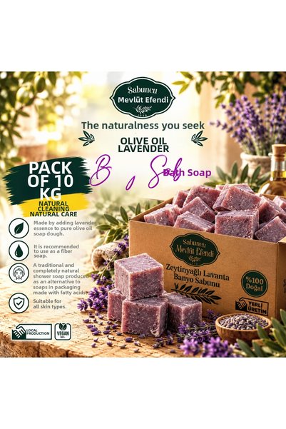 Sabuncu Mevlüt Efendi Natural Lavender Bath Soap with Olive Oil 10 kg (Bulk-Unpackaged)