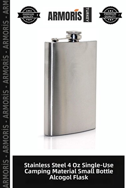 Armoris Stainless Steel 4 oz Single Flask Camping Supply Small Bottle Alcohol...
