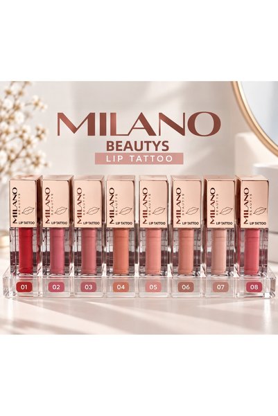 MİLANO BEAUTYS Lip Tattoo Liquid Lipstick – 8 Color Options, Intense Color, S...