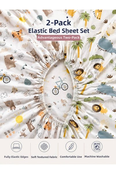 Bercetex home collection طقم ملاءات مطاطية اقتصادية مكون من قطعتين مقاس 100 ×...