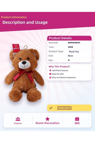 ATABY Casual Bear 46 cm Brown 4564K