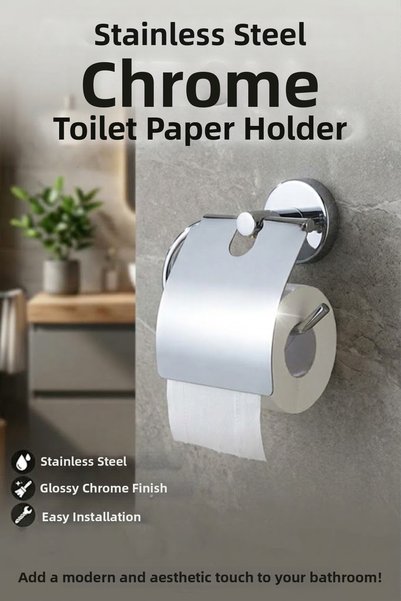 banyonatural Chrome Stainless Metal Toilet Paper Holder