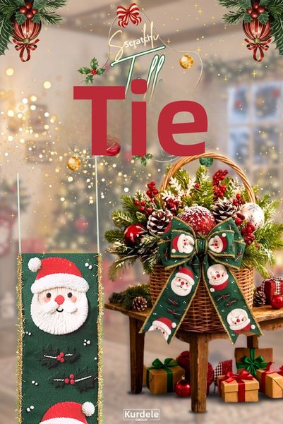 FANTASTIC KURDELE New Year Santa Claus Patterned Glitter Fringed Wire Ribbon ...