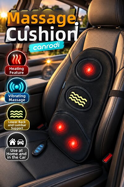 canrodi Heated Vibrating Massage Cushion – with Back and Lumbar Support for H...