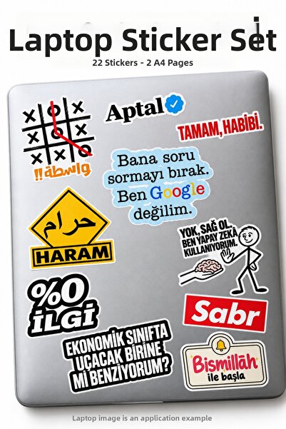 ca kay bu Set de 22 de autocolante pentru laptop – 2 coli A4, autocolante umo...