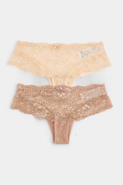 Trendyol Collection Ten-Multicolor 2-Piece Lace Plain Brazilian Panties Thmaw...