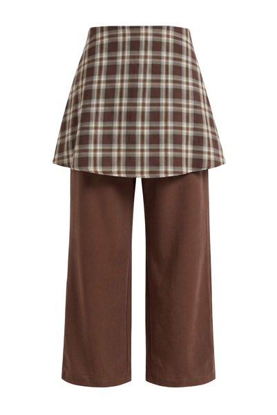 Trendyol Collection قميص بني اللون مع بنطلون مربوط TWOAW27PL00166