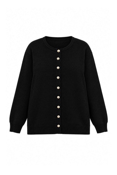 Trendyol Curve Schwarze Strickjacke in Übergröße TBBAW26AV00046