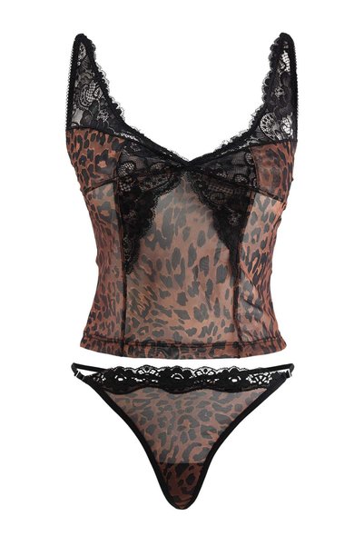 Trendyol Kollektion Braunes, dünnes, trägerloses, mit Leopardenmuster bedruck...