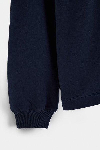 Trendyol Collection Navy Blue Hooded Half-Zip Oversize Knitted Sweatshirt Twoaw27Sw00216