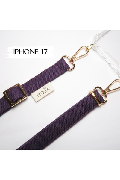 HOJA Store حافظة هاتف متوافقة مع آيفون 17 مع حزام قماشي أرجواني