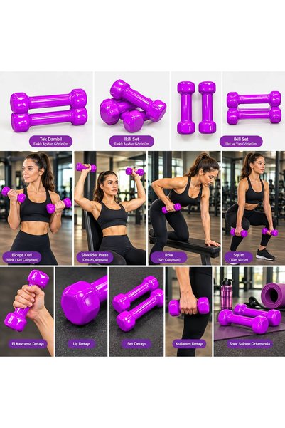SPORIO Vinyl Kaplı Deluxe Demir Dambıl Pcv Dambıl 1 adet 1 Kg Dambıl