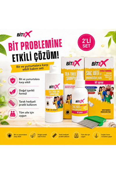 Bitexen Bit spreyi 100ml ve 150ml şampuan metal tarak hediye
