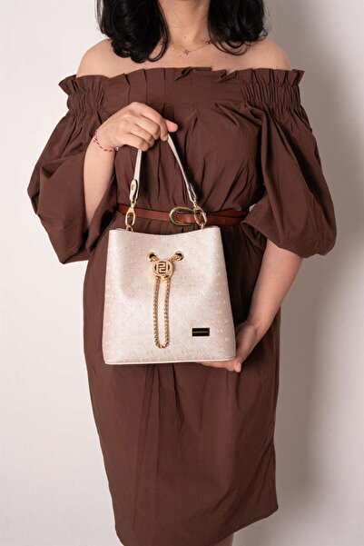 Silver Polo Beige - Beige Logo Damen-Umhängetasche SP967