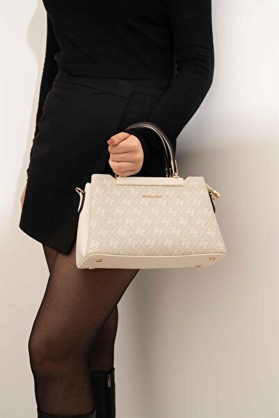 Silver Polo Stone - Bone Monogram Damenhandtasche SP913