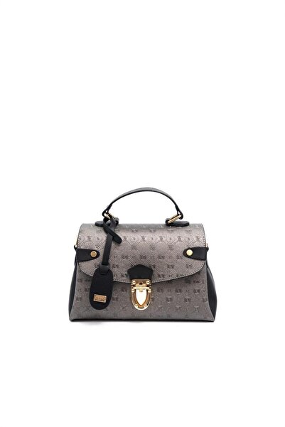 Silver Polo Platinum - Women's Handbag with Black Logo Sp1159