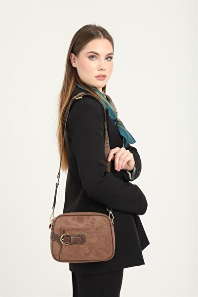 Silver Polo Brown - Brown Suede Women's Crossbody Bag Sp1256