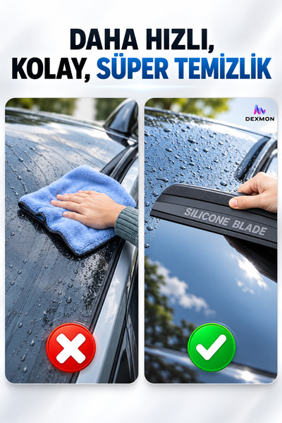 Dexmon Oto Araba Araç Cam Ve Kaporta Su Temizlik Sileceği Çekçek Çizmez Silikon