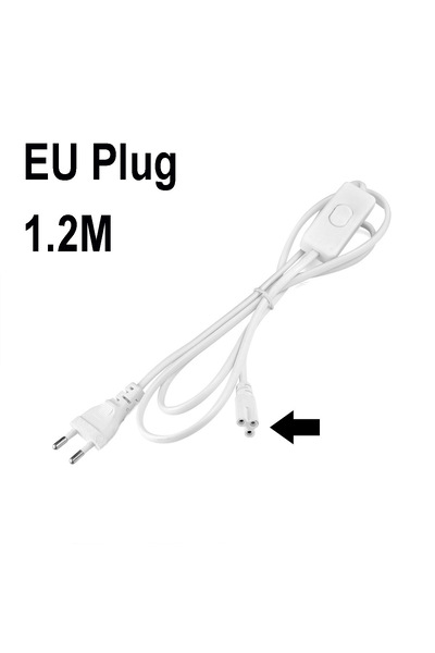 Lcamaw EU Plug 1.2m Tube T5 T8 US /EU Plug Switch Cable 1.2m Power Adapter 11...