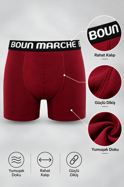 BOUN MARCHE Men's Stretch Fabric Premium Boxer 6-Pack Box JONES